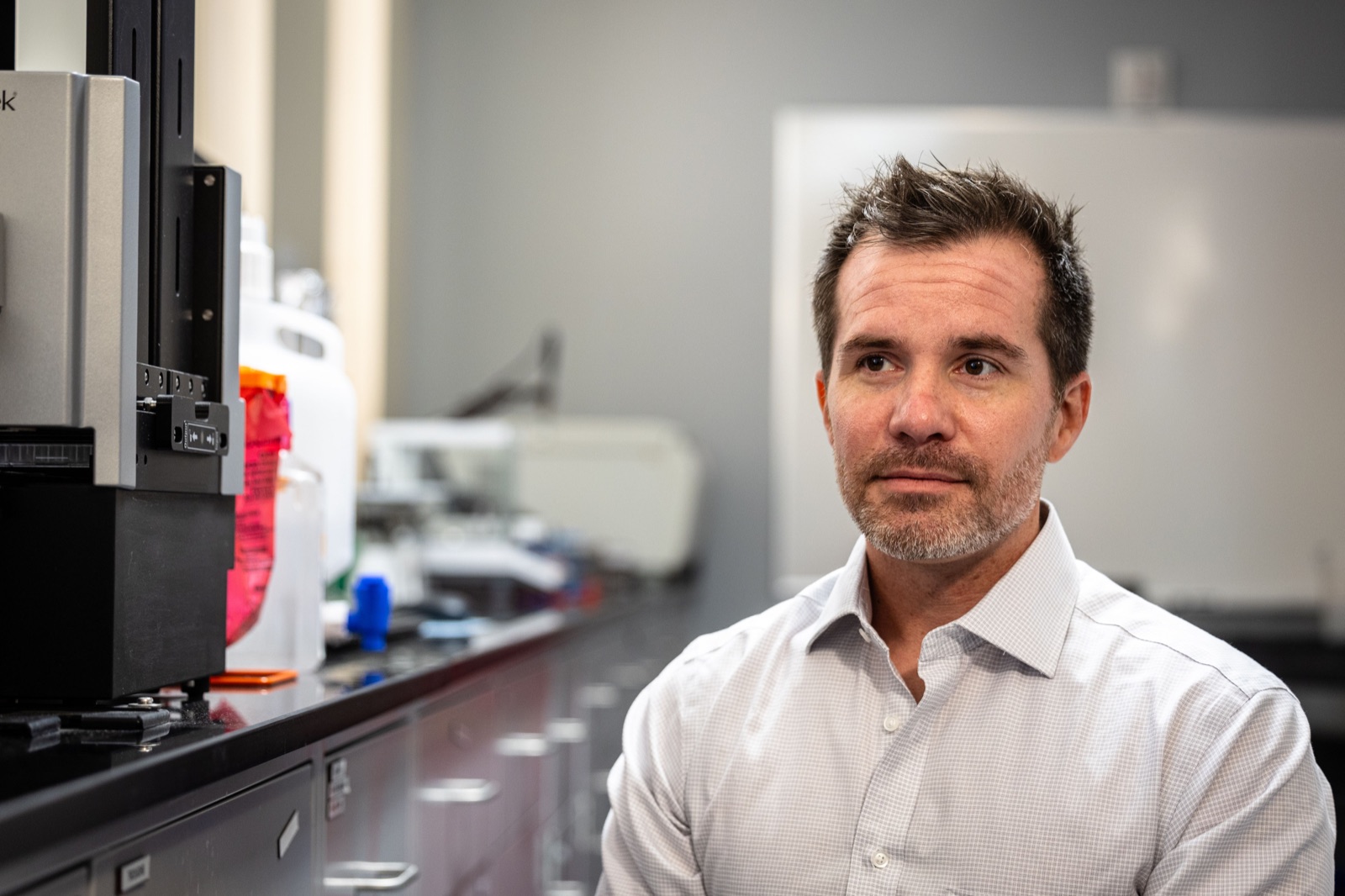 Ben Trumble in the lab